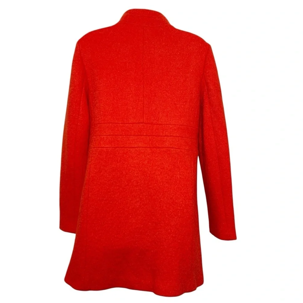 Ann Taylor wool blend orange red overcoat size small peacoat dress jacket a line